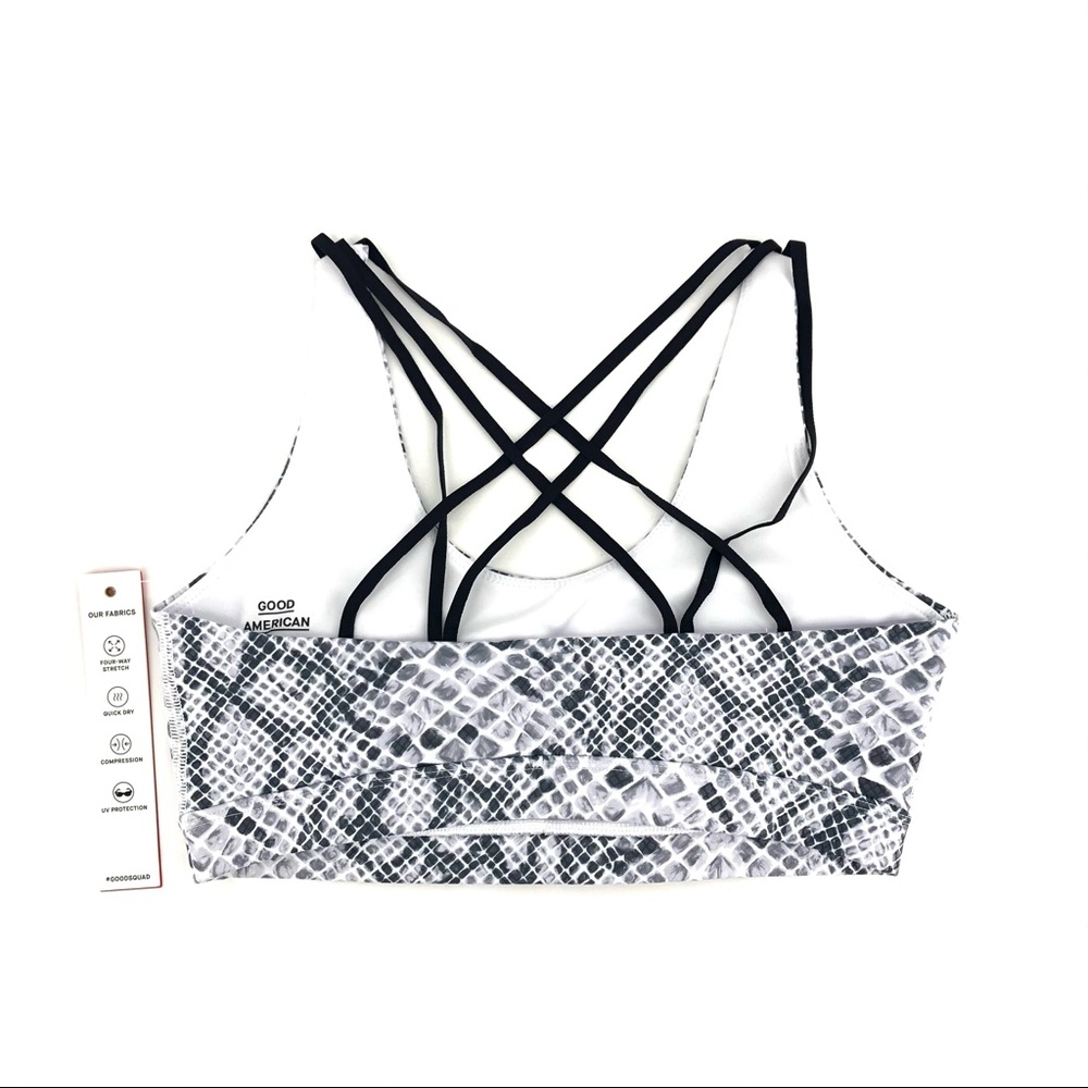 Good American Black White Snakeskin Print Bra - Picture 3 of 7
